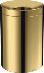 Ведро/корзина для мусора Axor Universal Circular Accessories с крышкой, 5 л, напольное, металлическое/пластиковое, форма круглая, для туалета/ванной/кухни, цвет полированное золото, со съемной вставкой