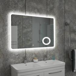 Зеркало Silver Мirrors Эльза, 100х80 см, с LED/ЛЕД-подсветкой, прямоугольное, выключатель сенсорный с функцией диммера, увеличительное стекло, для ванны