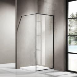 Душевая перегородка Azario RICHMOND Walk-in, 90х200 см, прозрачное стекло, профиль черный, правая/левая, плоская (панель), из прозрачного стекла, (ограждение без поддона) стеклянное