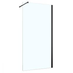 Душевая перегородка Azario FELTON Walk-in, 90х200 см, прозрачное стекло, профиль черный матовый, правая/левая, плоская (панель), из прозрачного стекла, (ограждение без поддона)
