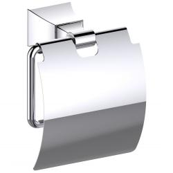 Держатель для туалетной бумаги Art&Max Genova, с крышкой, хром, настенный, латунь, форма прямоугольная, для туалета/ванной, бумагодержатель