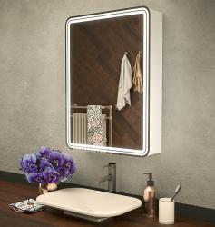 Зеркальный шкаф Azario Adriana 60 R, 60х80х16 см, с LED/ЛЕД-подсветкой, подвесной, цвет белый, зеркало, 1 распашная дверца, прямоугольный, правый, правосторонний