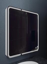 Зеркальный шкаф Azario Adriana 70 L, 70х80х16 см, с LED/ЛЕД-подсветкой, подвесной, цвет белый, зеркало, 2 распашные дверцы, прямоугольный, правый, правосторонний