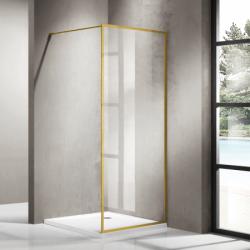 Душевая перегородка Azario RICHMOND Walk-in, 90х200 см, прозрачное стекло, профиль золото, правая/левая, плоская (панель), из прозрачного стекла, (ограждение без поддона) стеклянное
