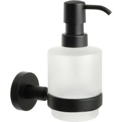 Дозатор жидкого мыла Fixsen Comfort Black, настенный, сталь/стекло, форма округлая, для мыла в ванную/туалет/душевую кабину, цвет черный матовый