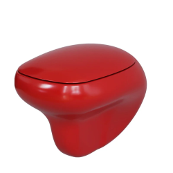 Унитаз подвесной Ambassador Diamond, красный, горизонтальный (в стену) выпуск, с быстросъемным сиденьем микролифт (толстое), дюропласт, безободковый, антивсплеск, под скрытый бачок