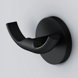 Крючок двойной AM.PM X-Joy, настенный, форма округлая, металлический, для полотенец в ванную/туалет/душевую кабину, цвет черный матовый