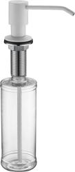 Встраиваемый дозатор Paulmark Rein для жидкого мыла/моющего средства, латунь/пластик, цвет белый матовый, емкость дозатора прозрачная, объем - 300 мл, для кухонных моек