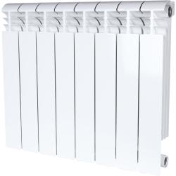 Радиатор STOUT VEGA 500/8 алюминиевый, боковое подключение, для отопления квартиры, дома, водяные, мощность 1456 Вт, настенный, цвет белый