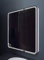 Зеркальный шкаф Azario Adriana 70 L, 70х80х16 см, с LED/ЛЕД-подсветкой, подвесной, цвет белый, зеркало, 2 распашные дверцы, прямоугольный, левый, левосторонний