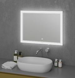 Зеркало GROSSMAN SIRIUS с LED подсветкой 90х80 см цвет:белый, прямоугольное, с LED/ЛЕД подсветкой по периметру, сенсорный выключатель,  для ванны, без антизапотевания