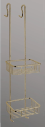 Полка-корзина двойная Art&Max, настенная, латунь/латунная, форма прямоугольная, подвесная в ванную/туалет/душевую кабину, цвет бронза