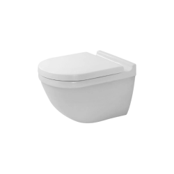 Унитаз Starck 3 WonderGliss 54х36 см, подвесной, цвет белый, санфарфор, овальный, горизонтальный (прямой) выпуск, под скрытый бачок, ободковый, антивсплеск, без сиденья, антигрязевое покрытие, для туалета/ванной комнаты