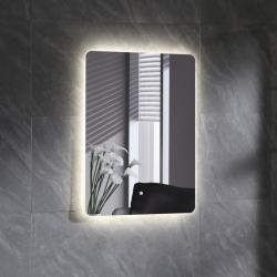 Зеркало АураМира Энея, 90х70 см, с LED/ЛЕД-подсветкой, прямоугольное, выключатель сенсорный, с диммером, для ванны, навесное/подвесное/настенное