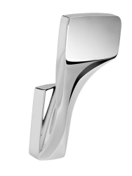 Крючок одинарный Art&Max Gina, настенный, форма прямоугольная, латунь, для полотенец в ванную/туалет/душевую кабину, цвет хром, на стену