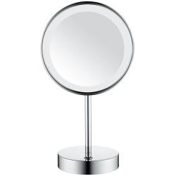 Зеркало Art&Max Sophia, косметическое/увеличительное, без подсветки, круглое, цвет: хром/черный, с увеличением, для ванной, настенное, поворотное