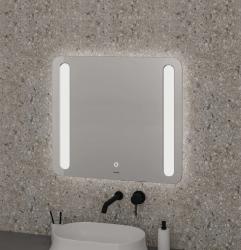 Зеркало GROSSMAN LARA с LED подсветкой 80х80 см цвет: белый, квадратное, с LED/ЛЕД подсветкой, гравировка, сенсорный выключатель,  для ванны, без антизапотевания
