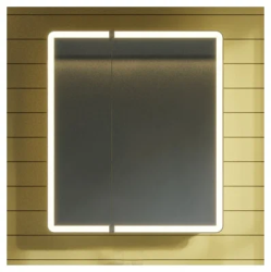 Зеркальный шкаф Dreja Point, 70х80 см, подвесной, цвет белый, зеркало с подсветкой LED/ЛЭД, инфракрасный выключатель, с 2 распашные дверцы/двухстворчатый, полки