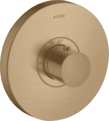 Смеситель для душа Axor ShowerSelect HighFlow, термостатический, скрытого монтажа, 1 потребитель, настенный, без излива/шланга/лейки, круглый, латунный, цвет шлифованная бронза, с термостатом