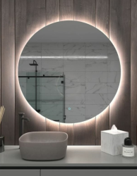 Зеркало Onika Сола 50, 50х50 см, с LED/ЛЕД-подсветкой, круглое, выключатель сенсорный, для ванны, навесное/подвесное/настенное