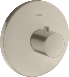 Смеситель для душа Axor Uno, термостатический, скрытого монтажа, настенный, без излива/шланга/лейки, круглый, латунный, цвет шлифованный никель, с термостатом, встроенный/встраиваемый/термостатный