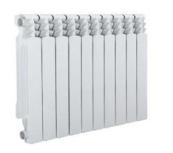 Радиатор отопления Azario AL500/100 (10 секций) алюминиевый, цвет: белый, секционный, боковое подключение, для квартиры, водяной, мощность 1666 Вт, настенный