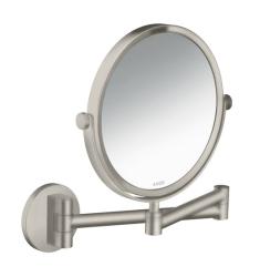 Зеркало Axor Universal Circular Access косметическое, 17 см без подсветки, круглое, цвет: матовый белый, с увеличением, для ванной, настенное, поворотное/наклоняемое