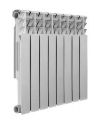 Радиатор отопления Azario BM500/80 (8 секций) биметаллический, цвет: белый, секционный, боковое подключение, для квартиры, водяной, мощность 976 Вт, настенный