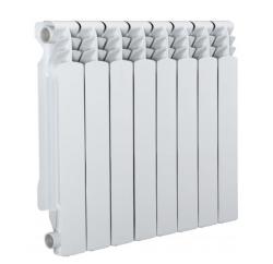 Радиатор отопления Azario AL500/100 (8 секций) алюминиевый, цвет: белый, секционный, боковое подключение, для квартиры, водяной, мощность 1080 Вт, настенный