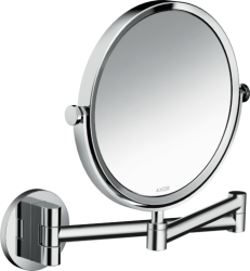 Зеркало Axor Universal Circular Access косметическое, 17 см без подсветки, круглое, цвет: хром, с увеличением, для ванной, настенное, поворотное/наклоняемое