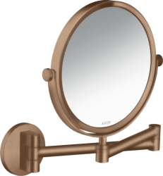 Зеркало Axor Universal Circular Access косметическое, 17 см без подсветки, круглое, цвет: шлифованное красное золото, с увеличением, для ванной, настенное, поворотное/наклоняемое