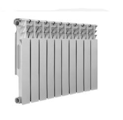 Радиатор отопления Azario BM500/80 (10 секций) биметаллический, цвет: белый, секционный, боковое подключение, для квартиры, водяной, мощность 1320 Вт, настенный