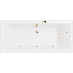 Ванна Excellent Pryzmat LINE, 160х75 см, акриловая, цвет- белый/золото, (с гидромассажем), с каркасом, прямоугольная, правосторонняя/левосторонняя, правая/левая, универсальная, приставная/встраиваемая