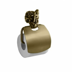Держатель для туалетной бумаги Art&Max Rose, с крышкой, бронза, настенный, латунь, форма прямоугольная, для туалета/ванной, бумагодержатель