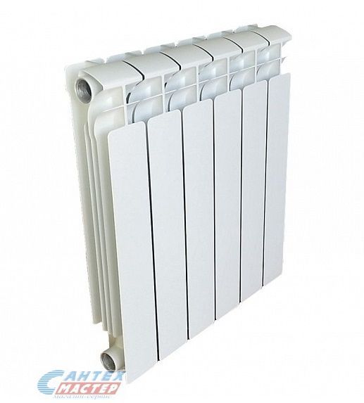 Радиатор алюминиевый Rifar Gekon Al 500х90 (6 секций) боковое подключение, для отопления квартиры, дома, водяные, мощность 1104 Вт, настенный, батарея (Рифар)