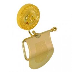 Держатель для туалетной бумаги Migliore Monteсarlo, с крышкой, цвет: золото, настенный, латунный, форма округлая, для туалета/ванной, бумагодержатель