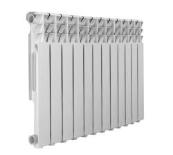 Радиатор отопления Azario AL500/80 (12 секций) алюминиевый, цвет: белый, секционный, боковое подключение, для квартиры, водяной, мощность 1464 Вт, настенный
