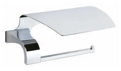Держатель для туалетной бумаги Art&Max Soli, с крышкой, хром, настенный, латунь, форма прямоугольная, для туалета/ванной, бумагодержатель
