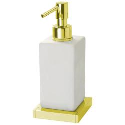 Дозатор для жидкого мыла Webert Pegaso, цвет золото/белый, емкость дозатора белая, для ванной/туалета, встраиваемый в стену, для ванной/туалета