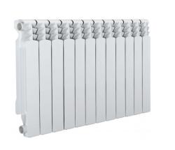 Радиатор отопления Azario AL500/100 (12 секций) алюминиевый, цвет: белый, секционный, боковое подключение, для квартиры, водяной, мощность 1999 Вт, настенный