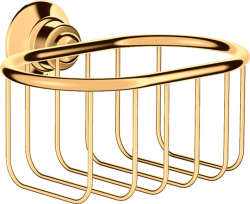Мыльница/корзинка Axor Montreux 160/101 настенная, угловая, цвет: полированное золото, металлическая, прямоугольная, для душа/мыла, в ванную комнату