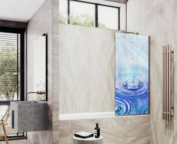 Душевая шторка на ванну MaybahGlass, 140х80 см, стекло с рисунком (ФП012)/профиль широкий, цвет бронза, фиксированная, закаленное стекло 8 мм, плоская/панель, правая/левая, правосторонняя/левосторонняя, универсальная