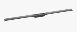 Решетка Hansgrohe RainDrain Flex 120, для пристенного монтажа, для душевого трапа, укорачиваемая, 120х6 см, цвет шлифованный черный хром, для душа в пол, нержавеющая сталь, прямоугольная
