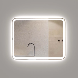 Зеркало Onika Магна 90, 90х70 см, с LED/ЛЕД-подсветкой, прямоугольное, выключатель сенсорный, для ванны, навесное/подвесное/настенное