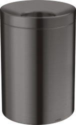 Ведро/корзина для мусора Axor Universal Circular Accessories с крышкой, 5 л, напольное, металлическое/пластиковое, форма круглая, для туалета/ванной/кухни, цвет шлифованный черный хром, со съемной вставкой