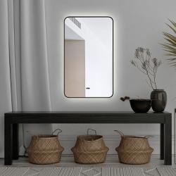Зеркало Silver Мirrors Incanto, 60х100 см, с LED/ЛЕД-подсветкой, прямоугольное, выключатель сенсорный с функцией диммера, часы, с подогревом, для ванны