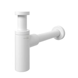 Сифон WasserKRAFT Mindel для раковины/умывальника, дизайнерский, бутылочный, гидрозатвор/мокрый затвор, горизонтальный/боковой выпуск (в стену), латунь, цвет белый матовый