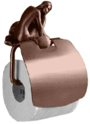 Держатель для туалетной бумаги Art&Max Juno, с крышкой, медь, настенный, латунь, форма прямоугольная, для туалета/ванной, бумагодержатель