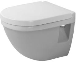 Унитаз Starck 3 Compact WonderGliss 35,5х36,5х48,5 см, подвесной, цвет белый, санфарфор, овальный, горизонтальный (прямой) выпуск, под скрытый бачок, ободковый, без сиденья, антигрязевое покрытие, для туалета/ванной комнаты
