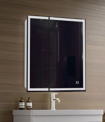 Зеркальный шкаф Azario Minio 70 R, 70х80х16 см, с LED/ЛЕД-подсветкой, подвесной, цвет белый, зеркало, 2 распашные дверцы, прямоугольный, правый, правосторонний